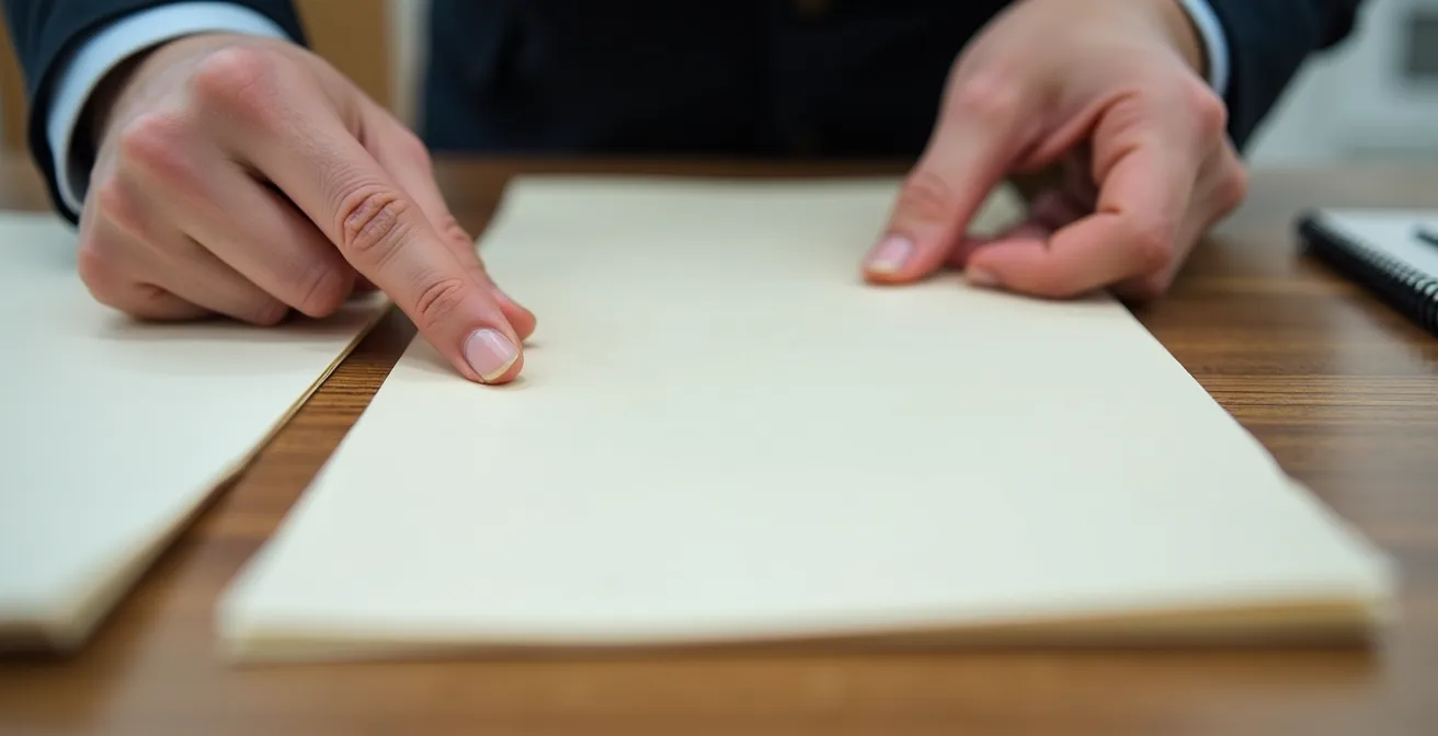 Nahaufnahme von Händen, die verschiedene Bewerbungsformate und Papierarten für unterschiedliche Länder sortieren.