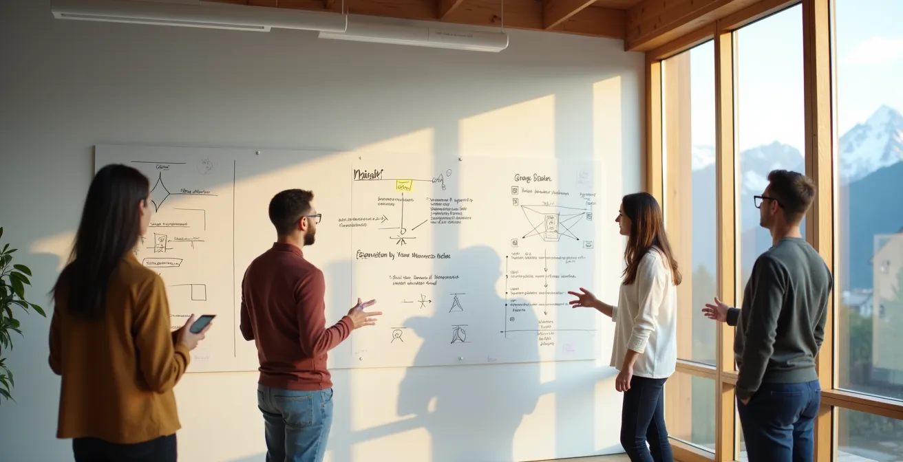 Workshop-Szene mit Business Model Canvas für Schweizer KMU
