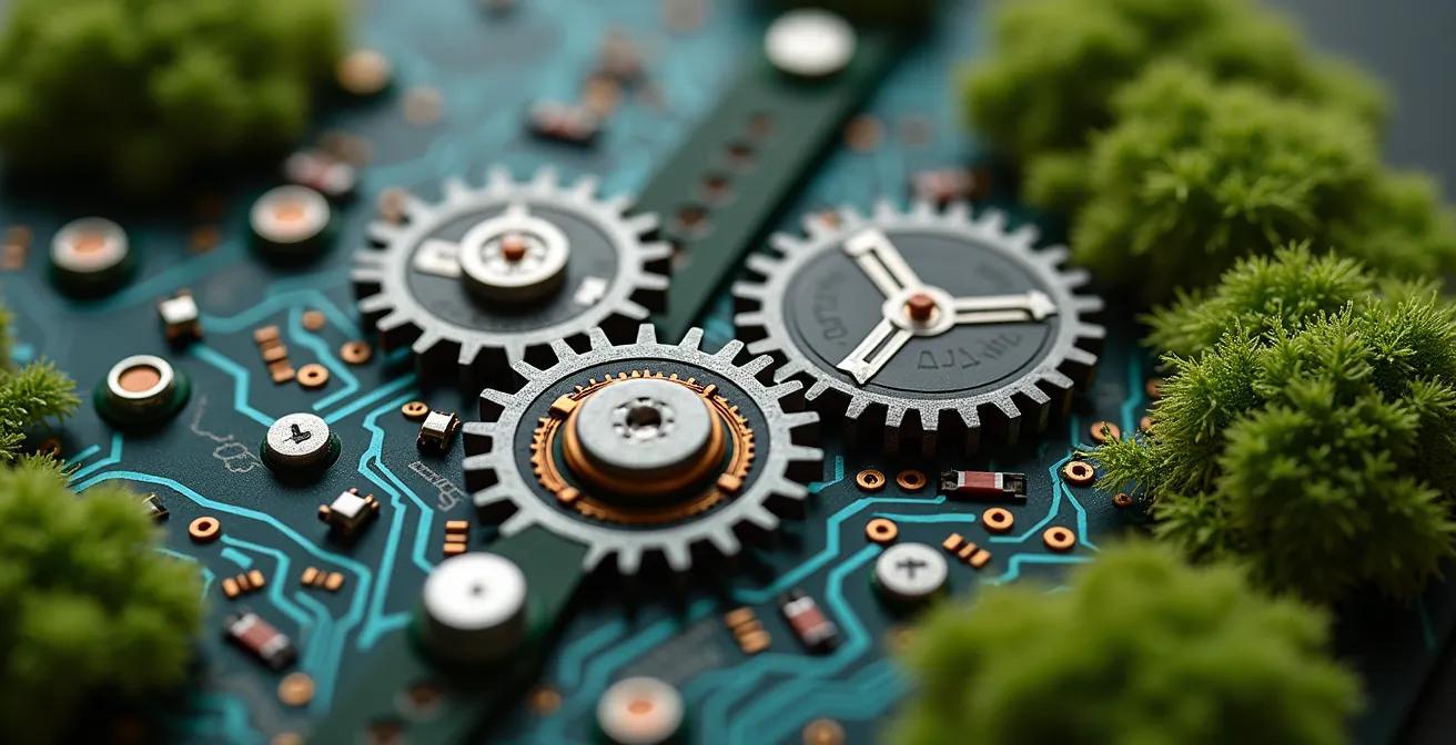 Abstrakte Darstellung der Verbindung dreier Kompetenzbereiche zu einem einzigartigen Profil