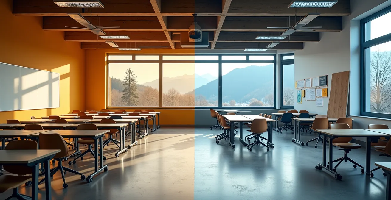 Zeitraffer-Darstellung der Transformation eines Schweizer Klassenzimmers