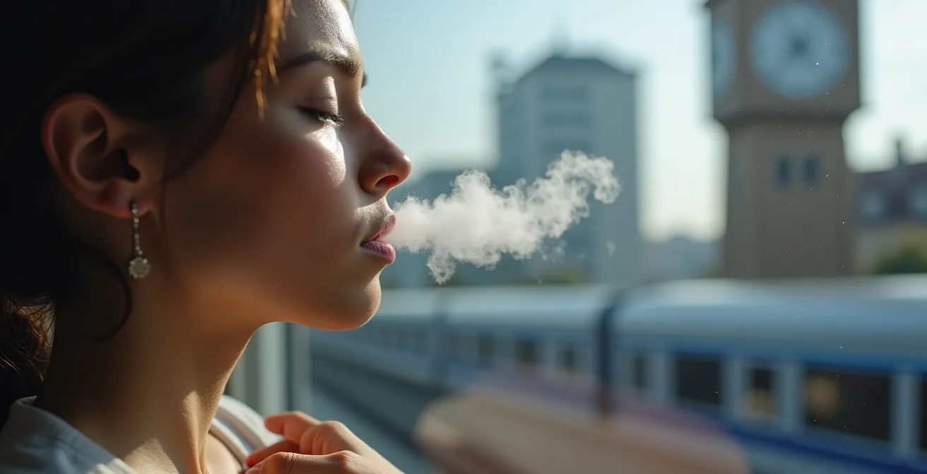 Visualisierung der beruhigenden Wirkung der 4-7-8 Atemtechnik, die den Vagusnerv aktiviert und zur Entspannung führt.